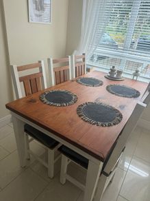Rustic style solid wood table and chairs
