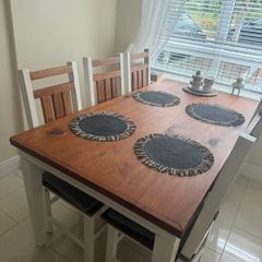 Rustic style solid wood table and chairs