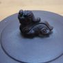 Price drop - Vintage 1995 Chinese Yixing Zisha Purple Clay Lidded Tea Mug Carved Calligraphy Pixiu Lion Finial Image 2