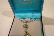 silver Peridot drop costume pendant necklace
