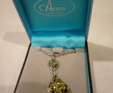 silver Peridot drop costume pendant necklace