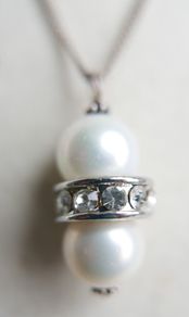 Vintage Sterling Silver 925 White Pearl and Crystal Necklace - Bridal Drop Pendant length 18" - 13,4g