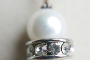 Vintage Sterling Silver 925 White Pearl and Crystal Necklace - Bridal Drop Pendant length 18" - 13,4g
