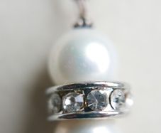 Vintage Sterling Silver 925 White Pearl and Crystal Necklace - Bridal Drop Pendant length 18" - 13,4g