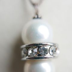 Vintage Sterling Silver 925 White Pearl and Crystal Necklace - Bridal Drop Pendant length 18" - 13,4g