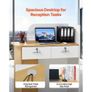 Reception Desk, 80 cm Rectangular Front Counter Table, Modern Office Reception Desk with LED Light, 2 Drawers & Power Outlets Image 5