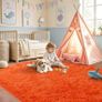 Orange Rugs for Bedroom 120x160 cm Fluffy Shaggy Beside Rug Non-Slip, Soft High Pile Modern Floor Carpet for Living Room Lounge Playroom Kids Girls Room Image 2