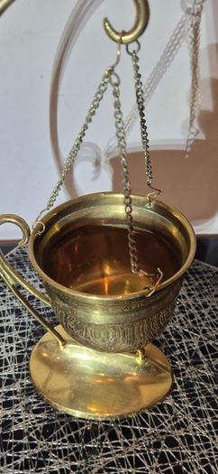 vintage brass hanging pot