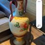 Large Vintage Style Hand Painted Ceramic Floor Vase  Floral Twin Image 2