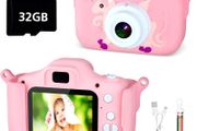 Kids Camera Digital Camera for 3-12 Year Old Girls,1080P HD Video Camera for Kids with 32GB SD Card/2 Inch IPS Screen, Birthday Christmas Toy Gifts for 3 4 5 6 7 8 Year Old Girls (Light Pink)