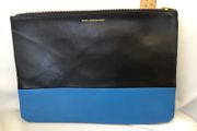 Medium Size  Fashionable Black and Blue Moss Copenhagen Twotone Leather Clutch Bag
