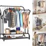 Metal Double Rail Clothes Garment Rack & Shelves NEW Image 5