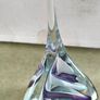 Vintage Paperweight Or Ring Tree Caithness Style 1990 Clear, Blue, Purple Swirl 6 inchs tall. Image 2