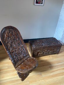 African chest/ birthing chair