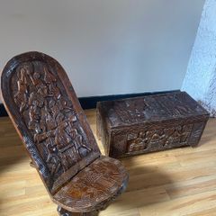 African chest/ birthing chair