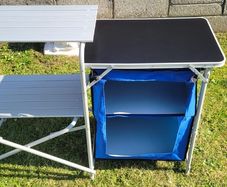Camping kitchen and extended storage stand