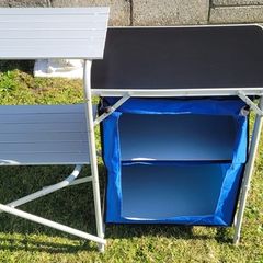 Camping kitchen and extended storage stand
