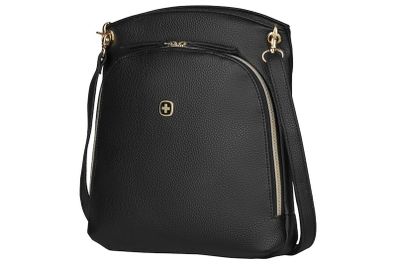 Black leather crossbody bag Wenger Swiss made