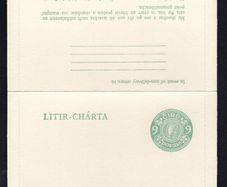 1976 Ireland 9p (green stamp typographed on creams-board with harp design) Litir-Charta (Letter Card) Mint