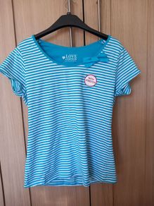 Ladies Blue and White Stripe T-shiirt