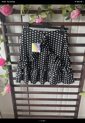 skirt Bnwt misguided black polka dot skirt size 12