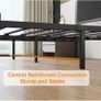 King Size Bed Frame with Wooden Storage Headboard, Metal Bed Frame King Size Bed Base/Mattress Foundation, Enhanced Support Noise Free, Black Image 2