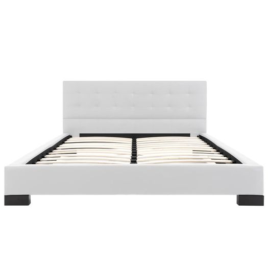 Bed Frame White Faux Leather 135x190 cm