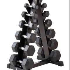 Hex Dumbbells 2.5kg - 25kg + 6 Tier storage rack (new)