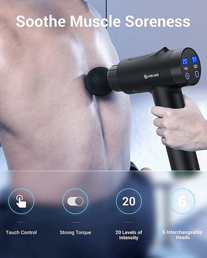 Massage Gun Deep Tissue, Percussion Handheld Muscle Massager for Muscle Pain Relief Fitness Recovery Body Shaping with 20 Speed Levels 6 Massage Heads and LCD Display (FREE SHIPPING)