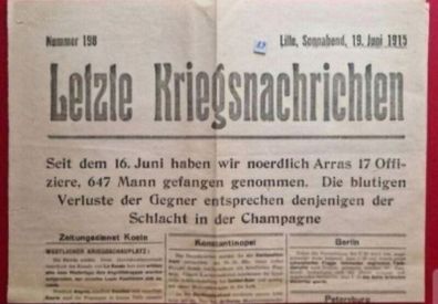 German ww1 , latest war news fly poster 19th, june 1915 ,,,,(68)