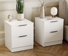 2 Drawer Bedside Cabinets Set of 2 White