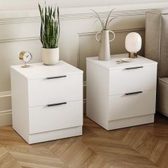 2 Drawer Bedside Cabinets Set of 2 White