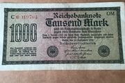 Rare Old 1922 German Banknote - Tausend (1000) Mark