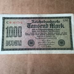 Rare Old 1922 German Banknote - Tausend (1000) Mark