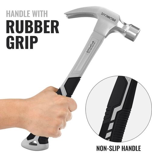 20oz Claw Hammer 567grams | Curved Comfort Grip TPR Finish | Solid Forged Steel & Non Slip Grip - Fibreglass Shaft (FREE POSTAGE)