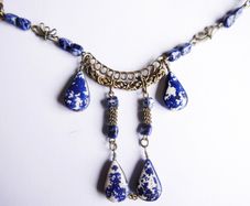Vintage Ethnic Lapis Pendant Drop Necklace