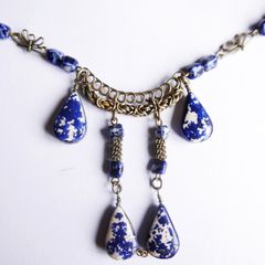 Vintage Ethnic Lapis Pendant Drop Necklace