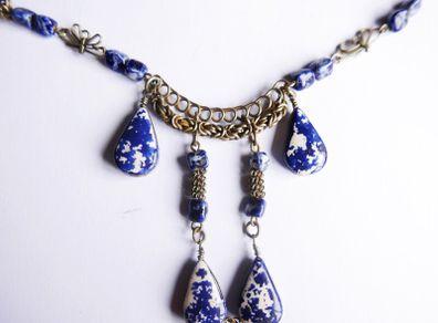 Vintage Ethnic Lapis Pendant Drop Necklace
