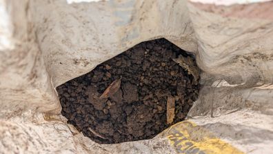 Bag of soil and stones
