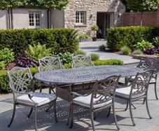 Hartman Capri 6 Seat Oval Cast Aluminium Dining Set in Antique Grey