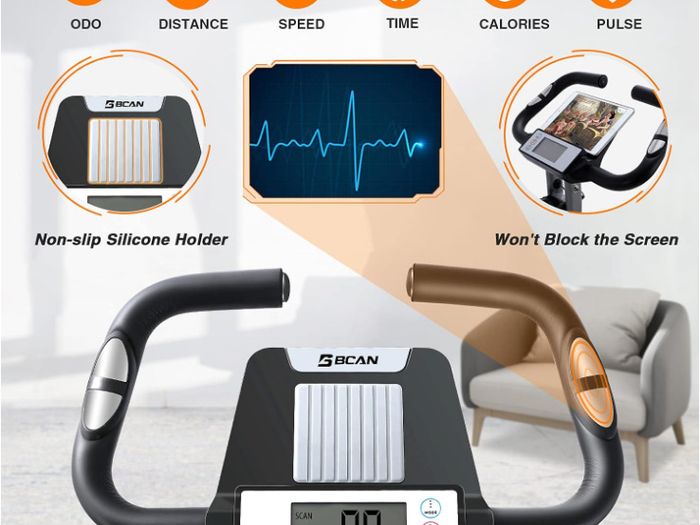 BCAN Folding Exercise Bike with Magnetic Resistance, Pulse Monitor and Comfortable Seat