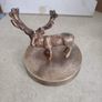 Vintage Brass effect Deer on circle base. Image 3
