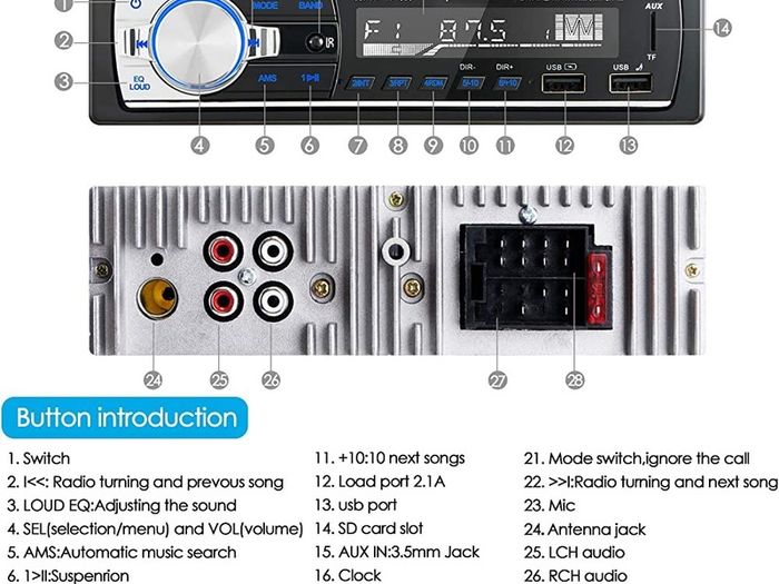 Car Radio Bluetooth Hands-free, CENXINY 4 x 65W Car Stereo Bluetooth 5.0 LCD with Clock, Support USB/AUX in FM/ MP3 / WMA/WAV/MPE Autoradio with Usb and Bluetooth No CD player (FREE POSTAGE)