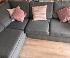 Grey fabric corner sofa