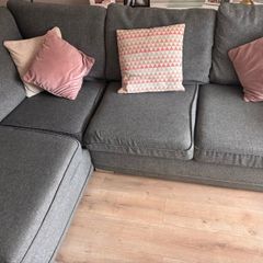 Grey fabric corner sofa