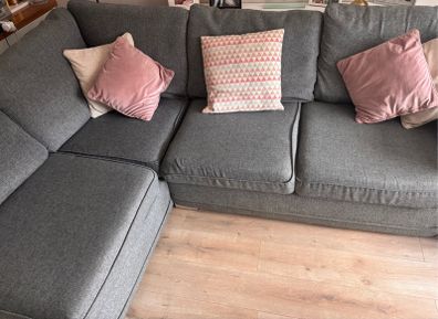Grey fabric corner sofa