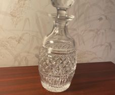 Vintage Cut Crystal Whisky   Brandy Decanter with Large Faceted Stopper