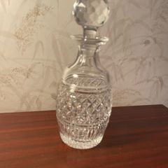 Vintage Cut Crystal Whisky   Brandy Decanter with Large Faceted Stopper