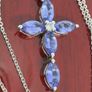 Tanzanite White Zircon Cross Pendant with Chain Image 4