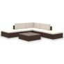 6 Piece Garden Lounge Set with Cushions Poly Rattan Brown Image 2